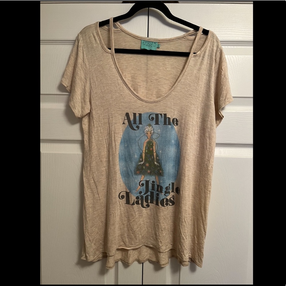 Judith March size large All The Jingle Ladies Christmas short sleeve shirt